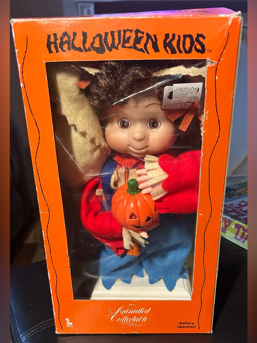 Vintage Halloween Kids Animated Collectible Scarecrow With Box Battery operated